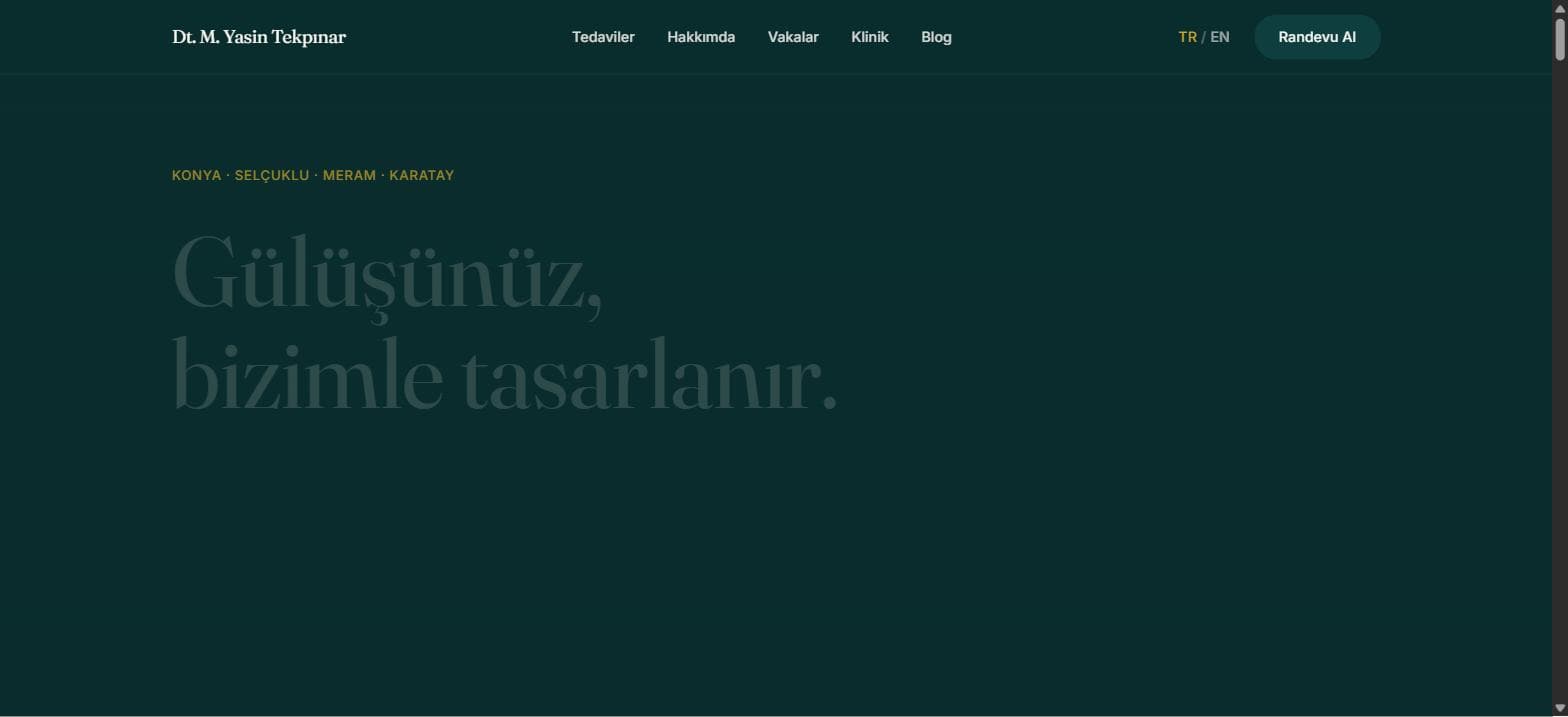 Dentual web sitesi ana sayfa görünümü