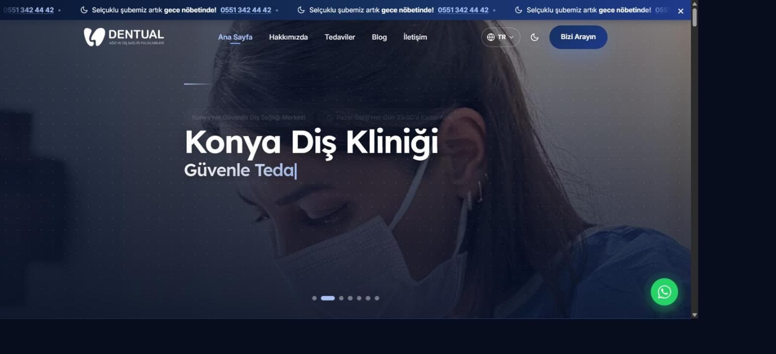 Konya Diş Hekimi web sitesi ana sayfa görünümü