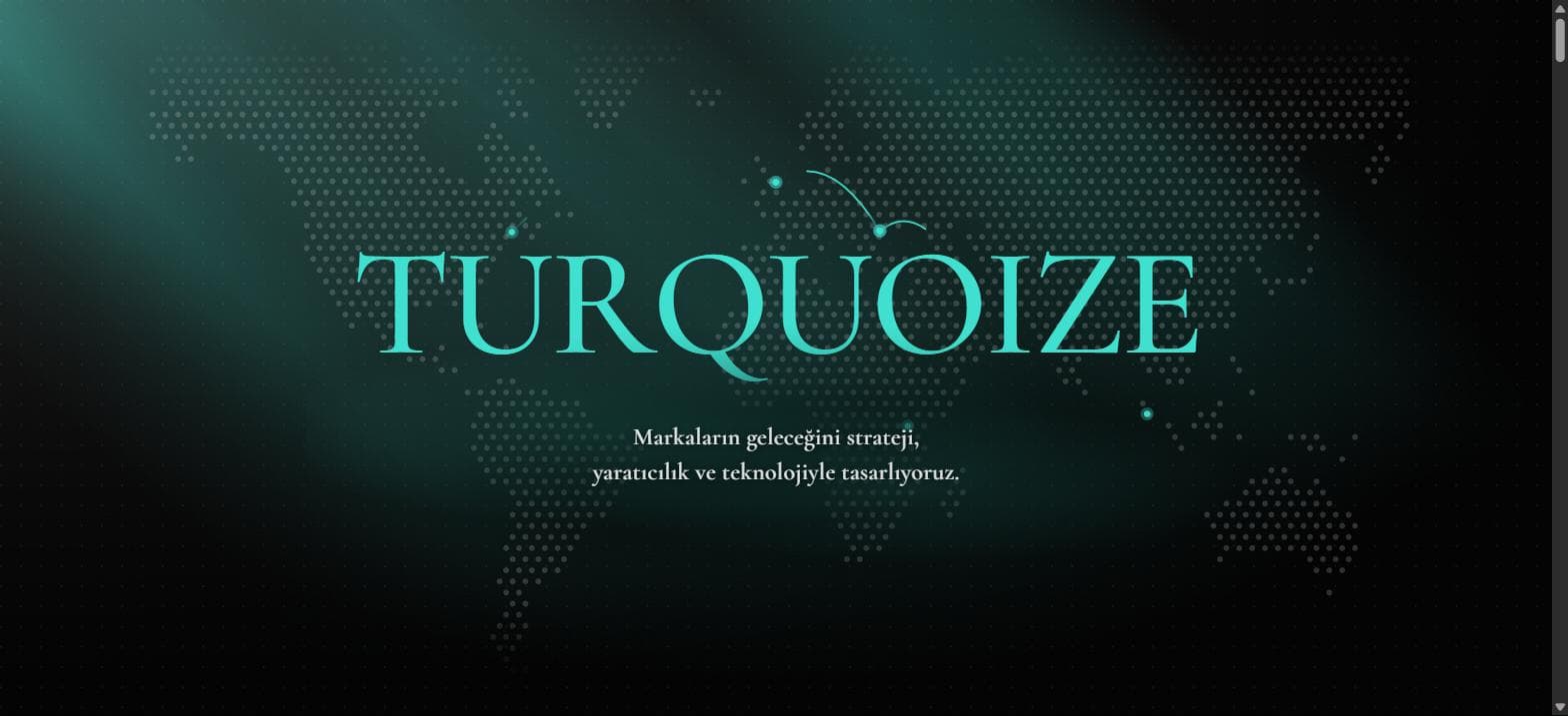 Turquoize web sitesi ana sayfa görünümü