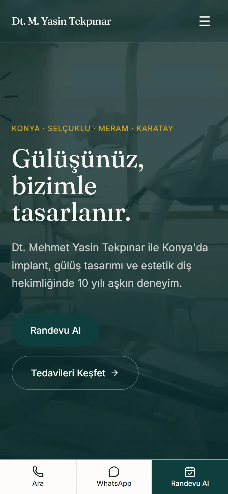 Dentual ana sayfası telefonda