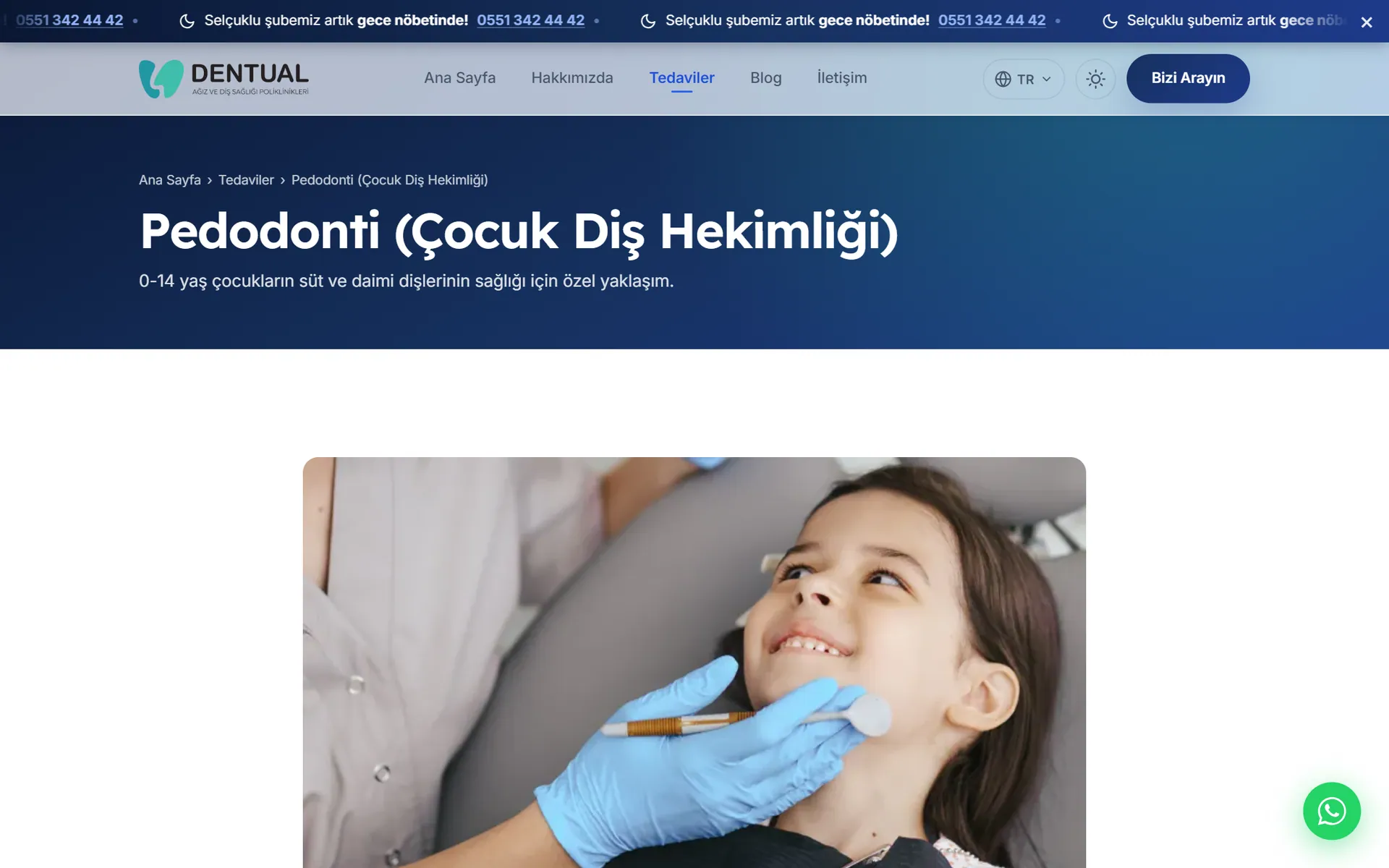 Konya Diş Hekimi sitesinde çocuk diş hekimliği sayfası