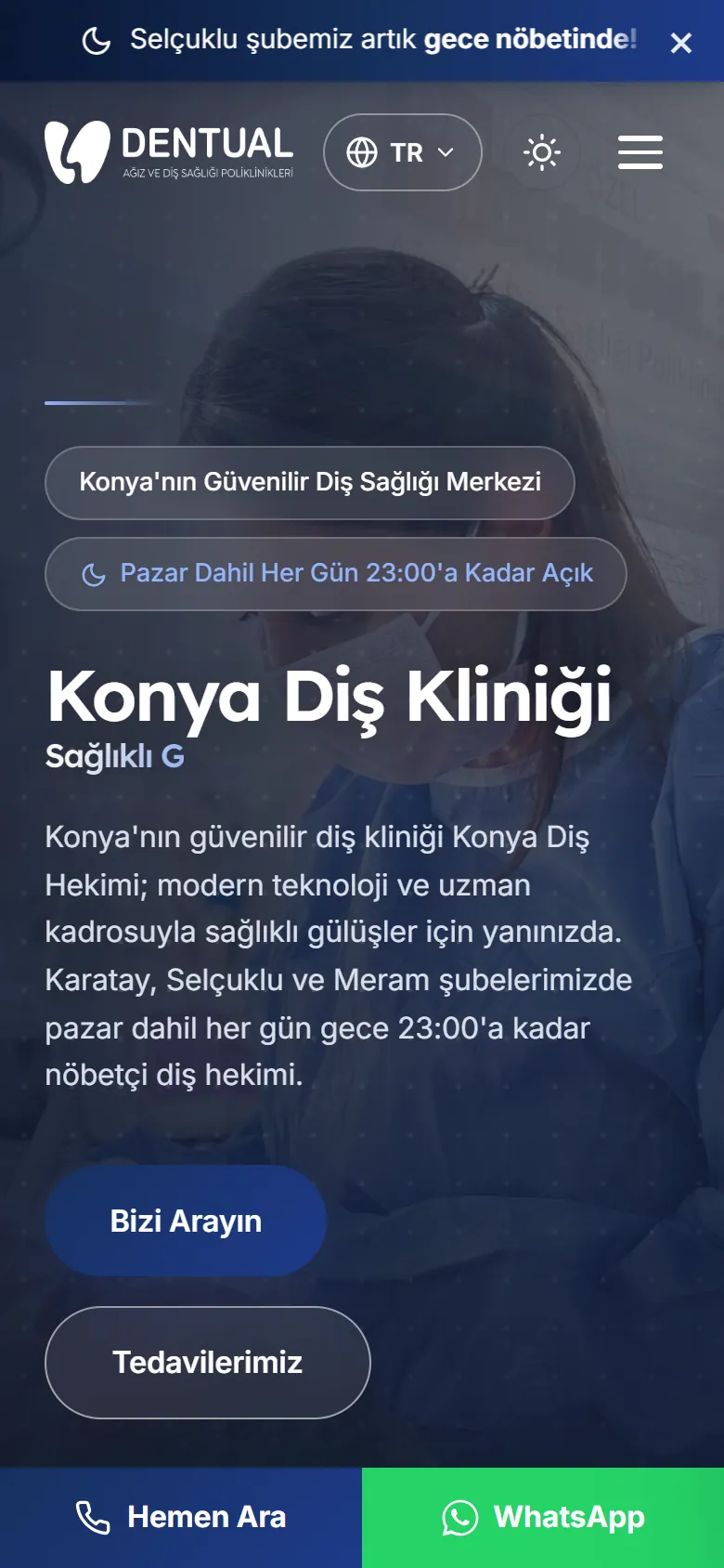Konya Diş Hekimi ana sayfası telefonda